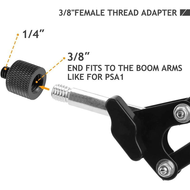 カメラネジ変換アダプター マイクネジアダプター 1/4オス→3/8メスジアダプター（1個）+3/8オス→1/4メスジアダプター（1個）アルミ｜kdline｜06