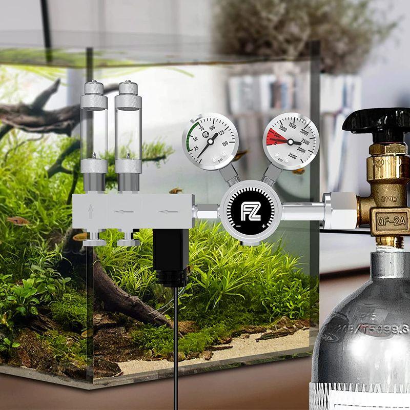 【新品】 CO2レギュレーター マニホールドブロック分岐可能 スピードコントローラー電磁弁 バブルカウンター付き 大型ボンベ 用 【D2302125551】(12102円)