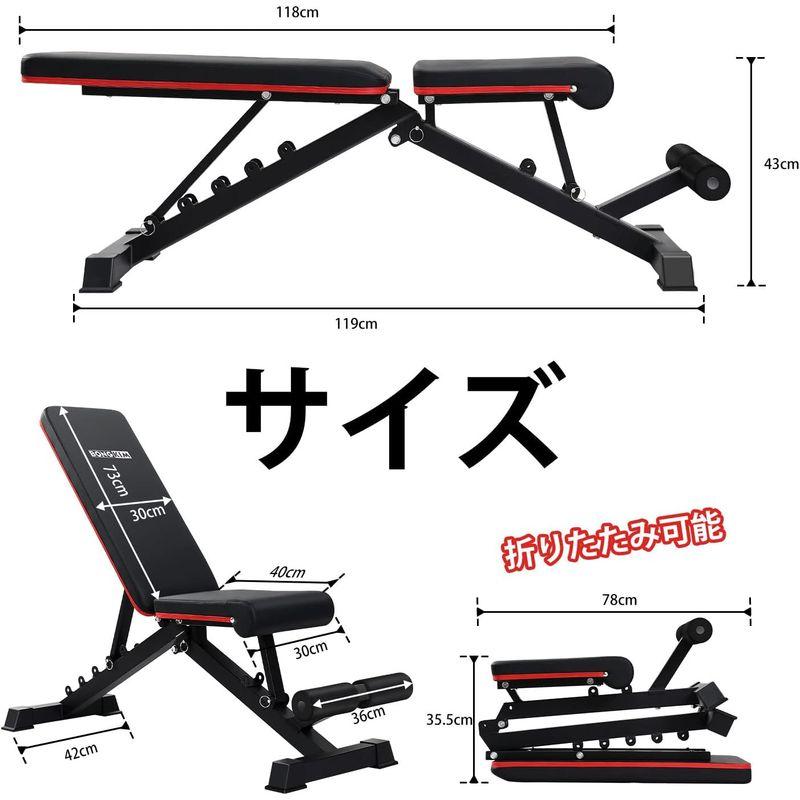 Bongkim トレーニングベンチ インクラインベンチ ダンベル ベンチ 組立超簡単 フラットベンチ デクラインベンチ 筋トレ ベンチプレス ベンチプレス