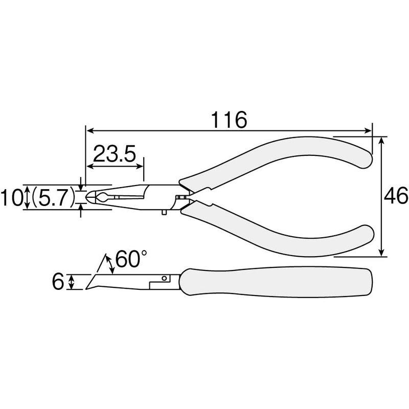 ホーザン(HOZAN) エンドニッパー 奥まった個所での切断に 斜め刃 切断能力:銅線 1.0mmφ、銅より線 0.9mm2 N-33｜kdline｜02