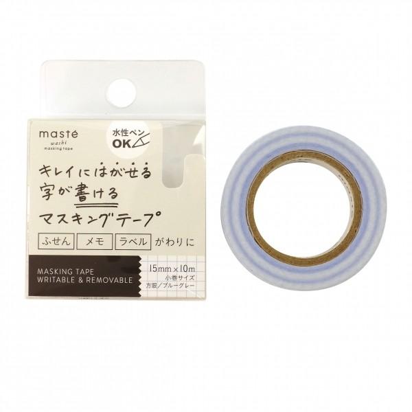 水性ペンで書けるマスキングテープ 小巻 マステ 15mm×10m ブルーグレー  MST-FA04-BGY