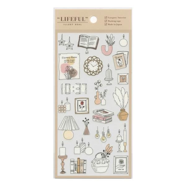 LIFEFUL/ライフフル イラストシール interior life インテリア ミニシール 80875 : 文具・文房具のKDM ヤフー店 ...