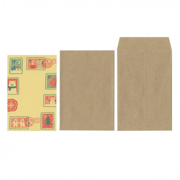 レトロちっく ミニレターセット 切手 かわいい 便箋 封筒 LT506 : 文具