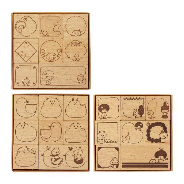 木製スタンプセット/mizutama どうぶつ かわいい ハンコ MZT-STM1-B