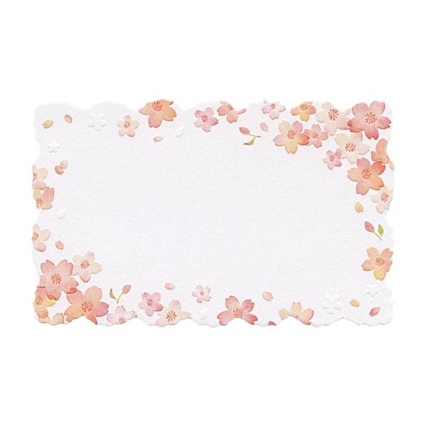 ダイカット ミニカード 桜ほんのり メッセージカード エンボス 高級感