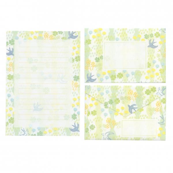 レターセット B6サイズ WANOWA クローバー 手紙 便箋 封筒 かわいい