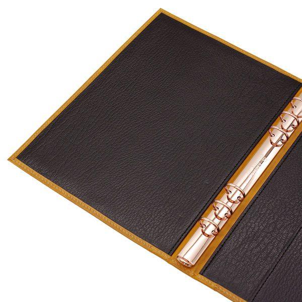ルガード スクエアバック プレシャス A5 15mm  イエロー×ブラック 本革 システムバインダー 3121-088の画像