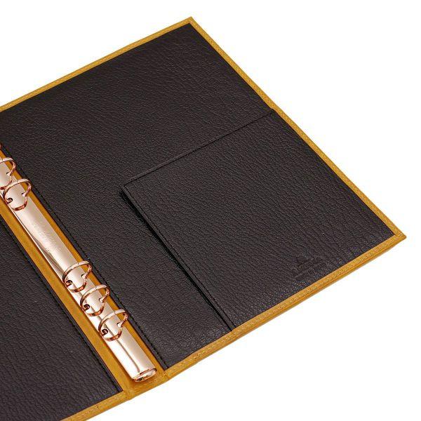 ルガード スクエアバック プレシャス A5 15mm  イエロー×ブラック 本革 システムバインダー 3121-088の画像