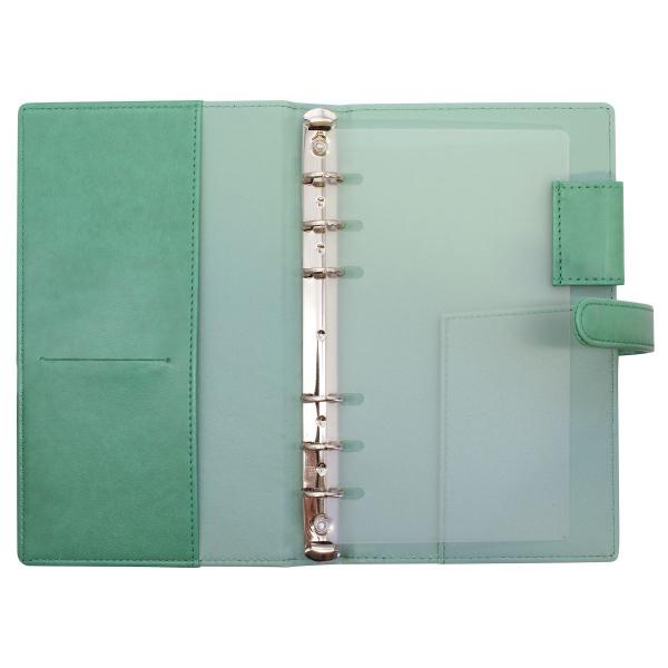 PUレザー バイブルサイズ 6穴 システム手帳バインダー ミントグリーン