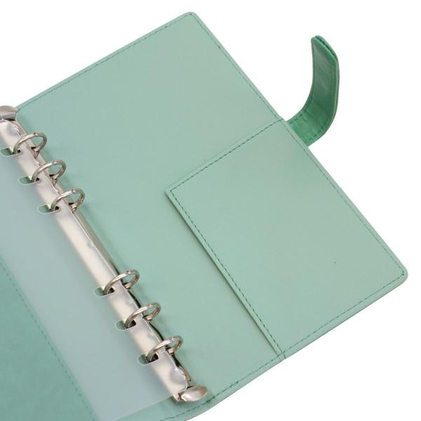 ご確認用 バイブル B6 システム手帳 フルカバー　牛革　薔薇　ミントグリーン PUレザー バイブルサイズ 6穴 システム手帳バインダー ミントグリーン