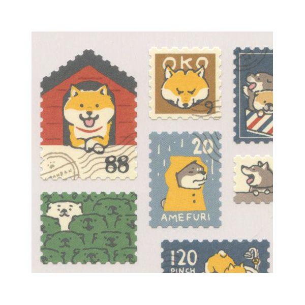 切手っぽい ステッカー しばんばん かわいい シール 81750 : 文具