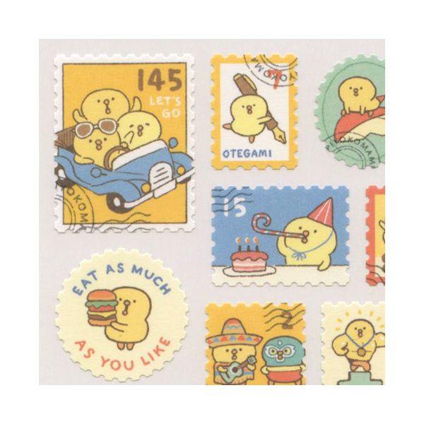 切手っぽい ステッカー ぴよこ豆 かわいい シール 81751 : 文具