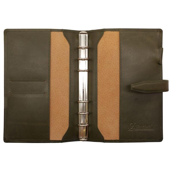 ダ・ヴィンチグランデ オリーブレザー バイブル システム手帳 15mm