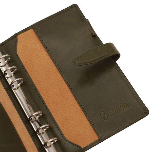 ダ・ヴィンチグランデ オリーブレザー バイブル システム手帳 15mm