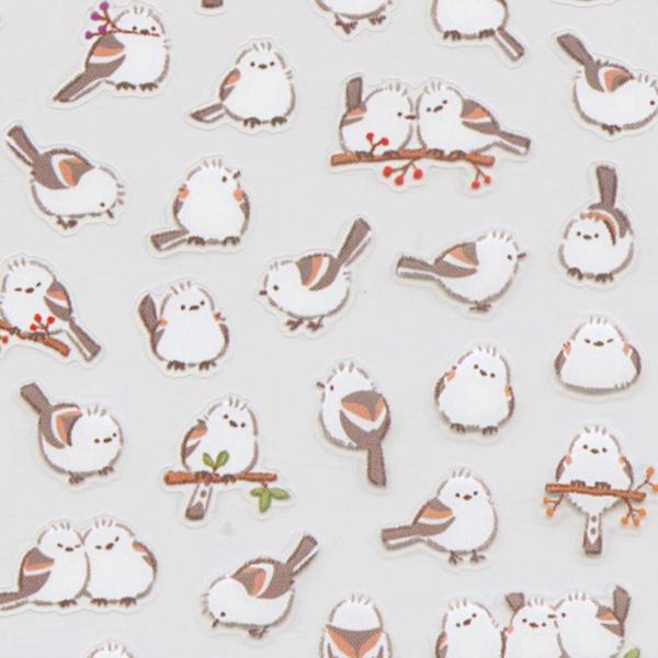 プチフワステッカー シマエナガ 動物 かわいい 81874 : 文具・文房具の
