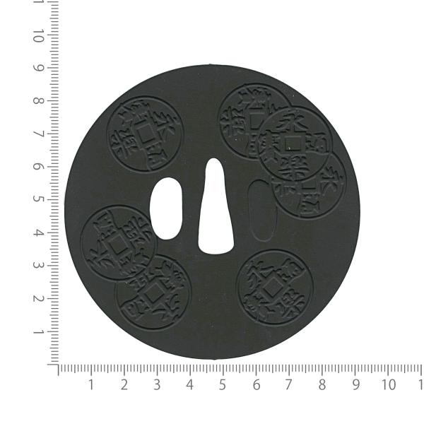 八角形の鍔、文字と模様付き 加工所取寄せ品】 剣道 竹刀用・革鍔 和風デザイン入り○極上革