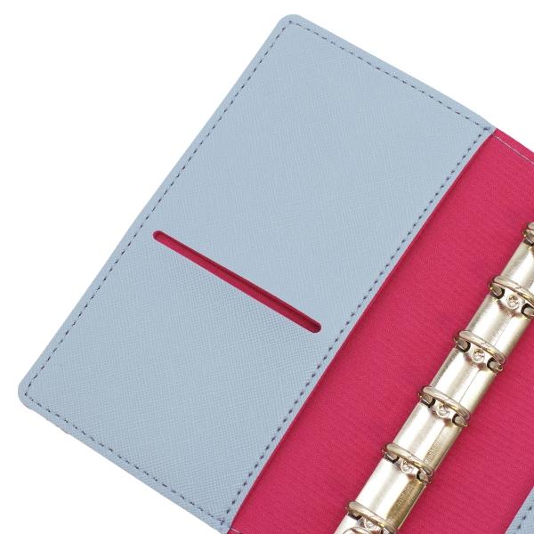 ミニ6 システム手帳 カジュアル リフィル ファイルポケット ブルー