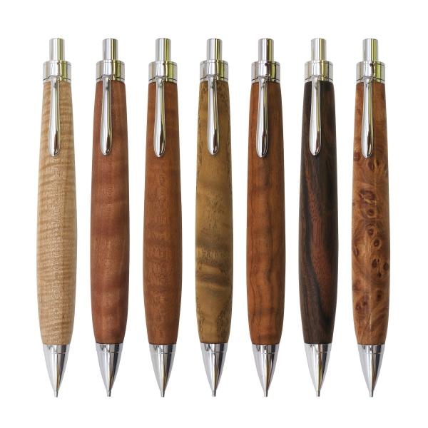 木軸 シャープペンシル 0.5mm ビッグリーフマホガニー糸縮み杢 KIKI