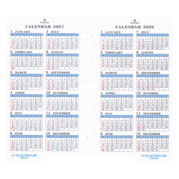 2026年 マイクロ5穴サイズ カレンダーリフター ホワイト システム手帳