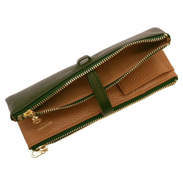 本革製 ルポ2/セカンド ペンケース グリーン イタリアンレザー 筆箱