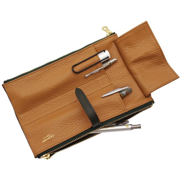 本革製 ルポ2/セカンド ペンケース グリーン イタリアンレザー 筆箱