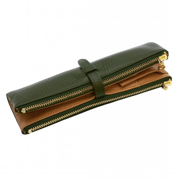 本革製 ルポ2/セカンド ペンケース グリーン イタリアンレザー 筆箱