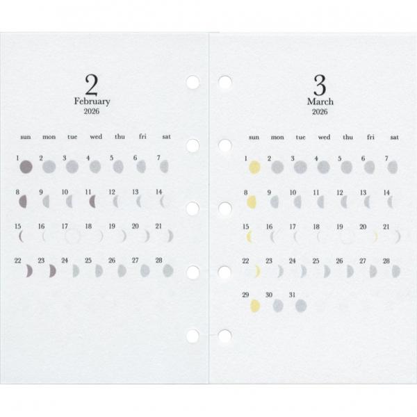ミチルxGRAPHILO システム手帳リフィル 月の満ち欠けカレンダー M5