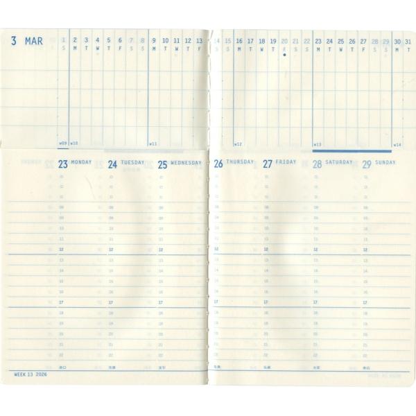 B7変型 週間バーチカル 見開き イレコカレンダー(手帳) 2025年12月から