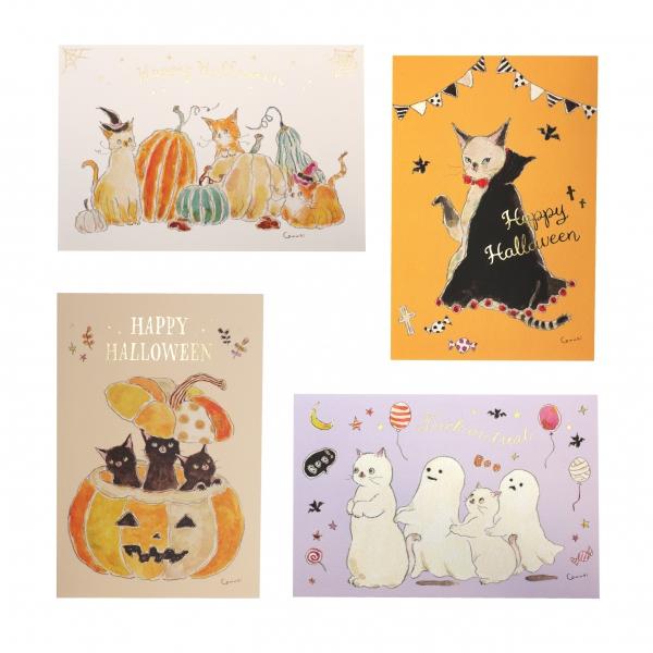 トコロコムギ ハロウィン ポストカード かぼちゃの中に黒猫 HWPG-275