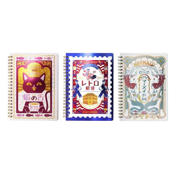 オビワン 箔押し B6リングノート レトロ郵便 ROKKAKU R0142501 : 文具