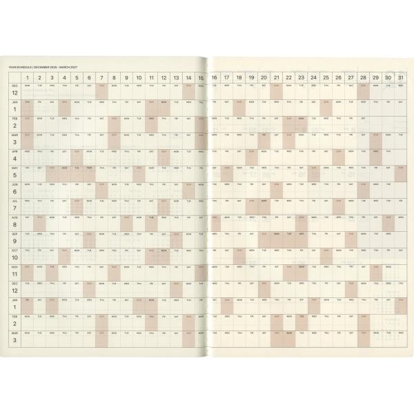 2026年 手帳 A5 12月始まり 月間ブロック 見開き リフィル LAMD94-90