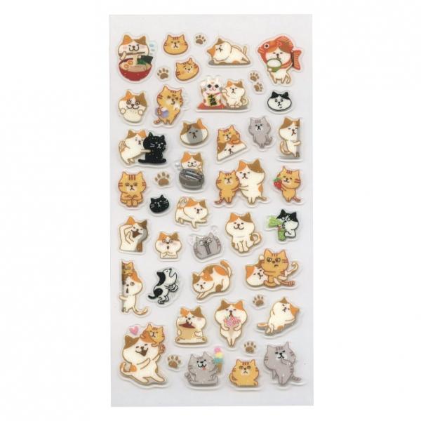 キラキラネコページ ぷくキラシール ねこ ラメ入り かわいい t621011 : 文具・文房具のKDM