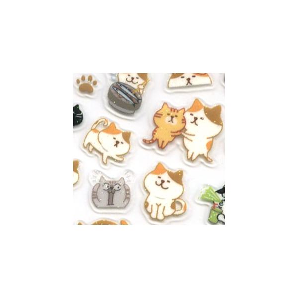 ぷくキラシール ねこ ラメ入り かわいい t621011 : 文具・文房具
