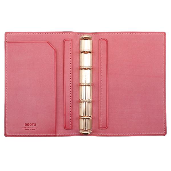 LOAPAD 朝霧コードバン ミニ5 13mm ノート BK×ピンク システム手帳 日本製 152-1_1
