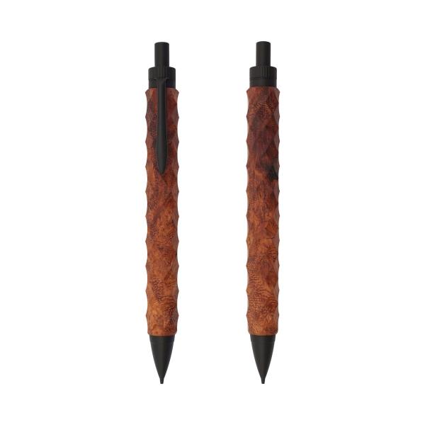 水光/菱形模様 木製 シャープペン 0.5mm 花梨瘤 MZK-41s-karin : 文具
