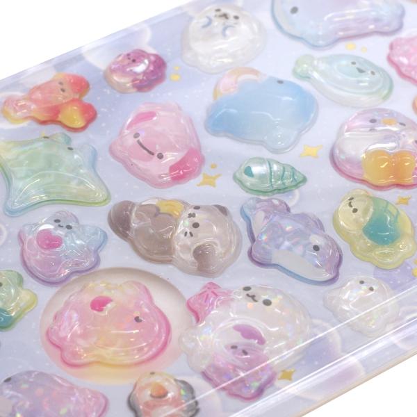 うるちゅるポップシール うみのいきもの 立体 ドロップ かわいい