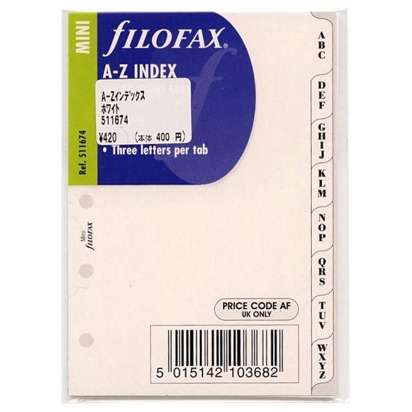ミニサイズ（ミニ5穴サイズ）A-Zインデックス 8タブ ホワイト システム
