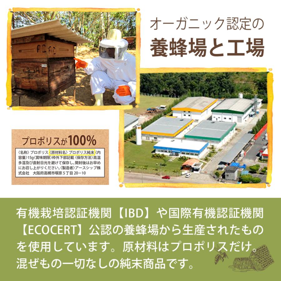 健康食品の原料屋 プロポリス 純度100％ 粉末 非加熱 サプリメント ブラジル産 約16ヵ月分 15g×10袋 プロポリス
