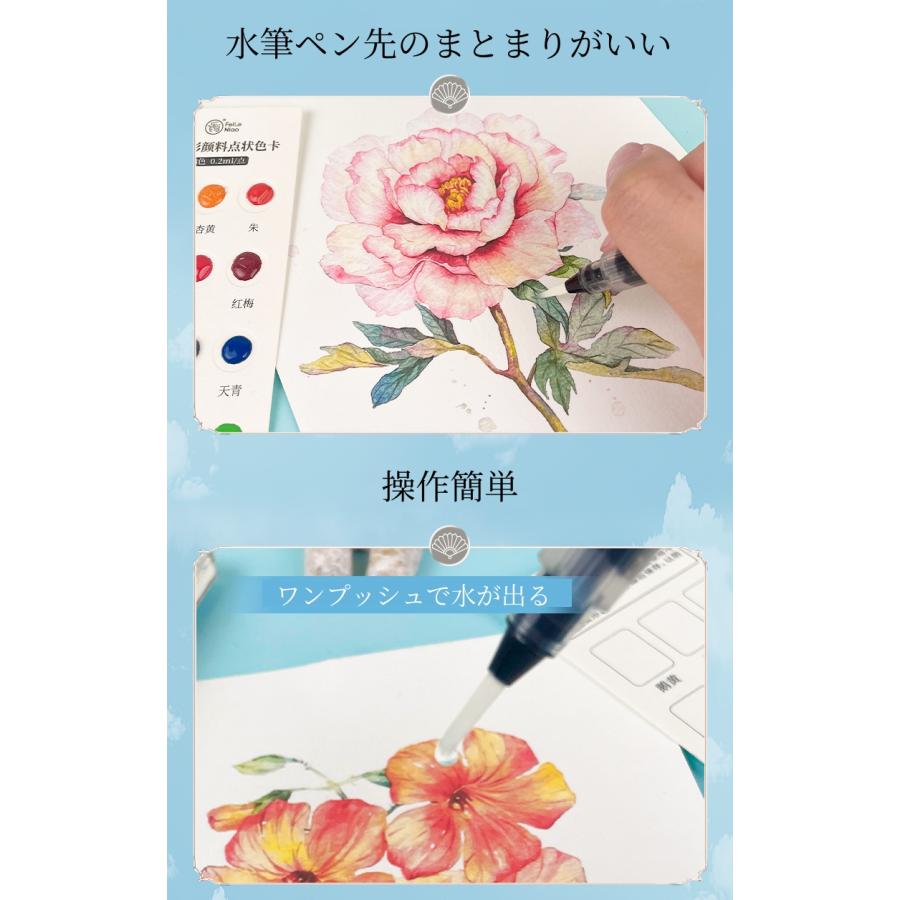 トラベル水彩アソート 15色絵の具+300gスケッチブック+水筆ペン+