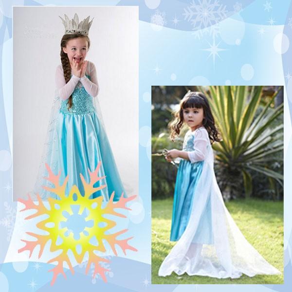 エルサ なりきり 長袖ブルードレス 子供用 コスプレ クリスマス