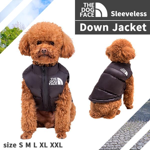 THE DOG FACE 袖なしダウンジャケット（羽毛） 犬服 ダウン ザドッグフェイス ノースリーブ ブラック パロディ リアルダウン 散歩