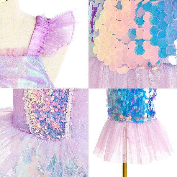 プリンセス マーメイド ドレス ホログラム 子供 スパンコール コスプレ