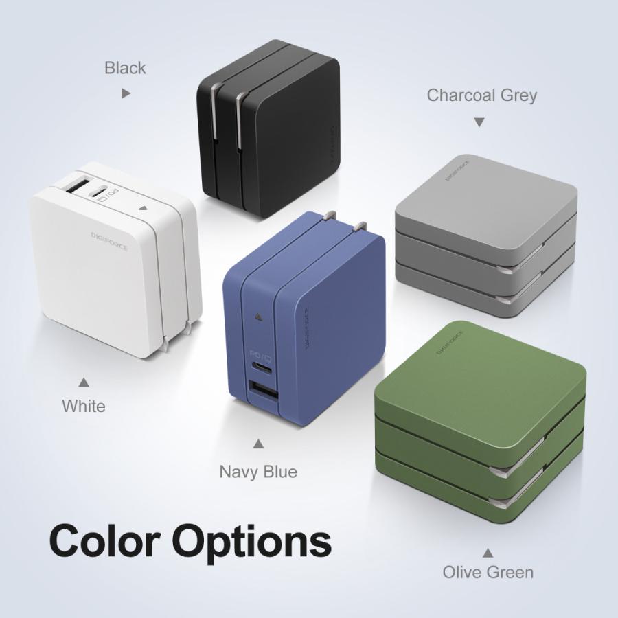 DIGIFORCE 65W 急速 充電器 acアダプター USB-A USB-C Type-C GaN 窒化ガリウム  2ポート PD Fast Charger ブラック | 