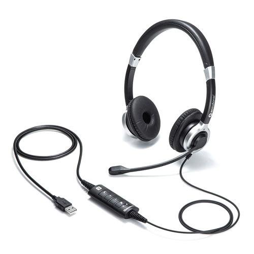 MM-HSU15ANC ノイズキャンセリングマイク付きUSBヘッドセット（両耳タイプ）の画像