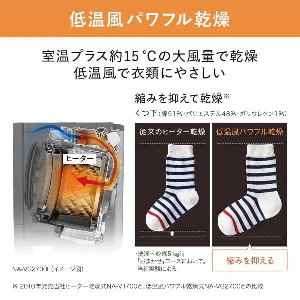 即購入可★ 大阪限定設置込み パナソニック Panasonic NA-VG2700L-K ドラム式洗濯乾燥機 Cuble 洗濯10kg/乾燥5kg 左開き スモーキーブラック 【DGJ4084699829】(145133円)