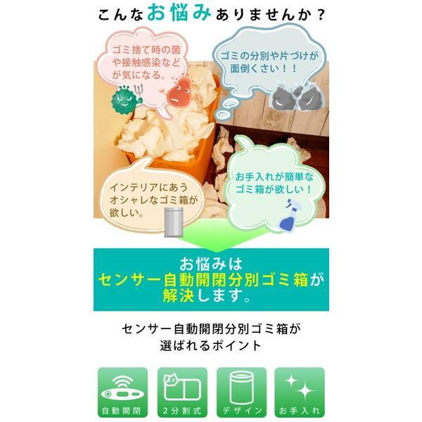 SR-ELT5012 イー・エム・エー SunRuck サンルック センサー自動開閉式 2分別 分別ごみ箱 電動ゴミ箱 50L シルバー 非接触 ウィルス対策 衛生的 |  | 13