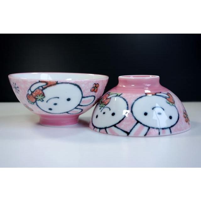 CW081　クレヨンタッチのカラフル内外ご飯茶碗・うさぎ　★アウトレット品★ | 