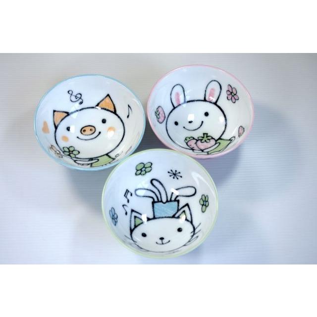 CW081　クレヨンタッチのカラフル内外ご飯茶碗・うさぎ　★アウトレット品★ |  | 01
