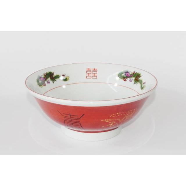 DB107三つ龍赤巻7寸高台ラーメン丼 [美濃焼/日本製/陶磁器/本格中華