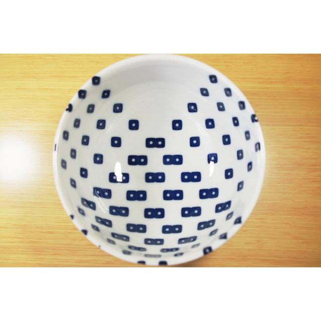 DB144 クロス丸形5寸丼　[美濃焼/日本製/陶磁器/和食器/和風/どんぶり/うどん/ラーメン/カツ/親子/白/ホワイト/青/ブルー/アウトレット]2右後 |  | 02
